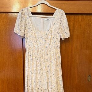 Madewell Cream Floral Midi Dress